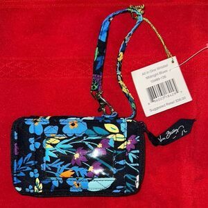 NWT Vera Bradley Blue and Black Floral Wristlet